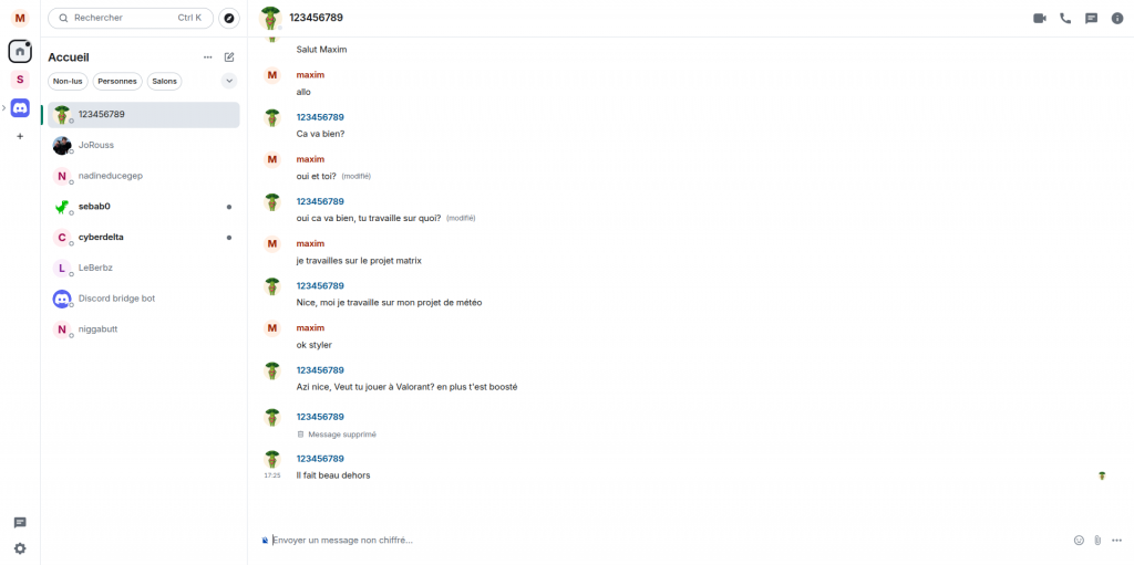 Capture d'écran du service